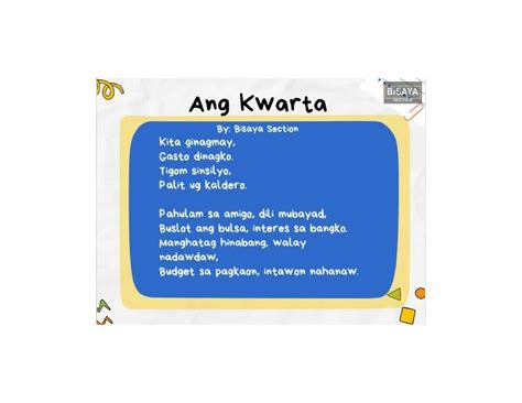kwarta : Binisaya .